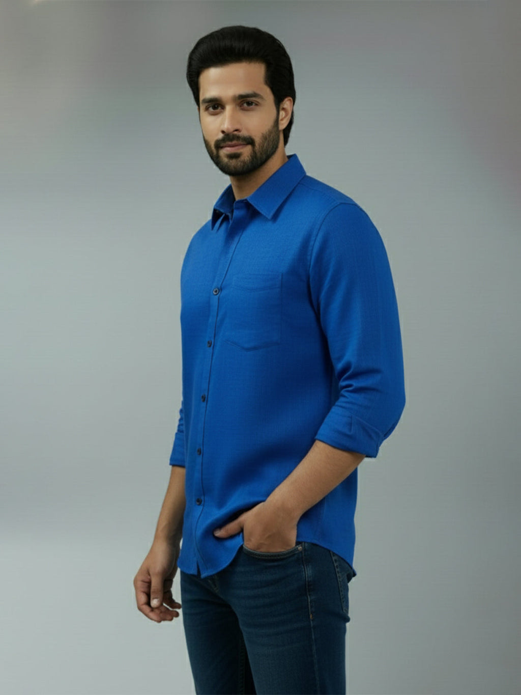 KISHRO Men Cotton Regular Fit Spread Collar Casual Shirt - Green