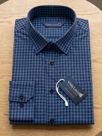 KISHRO Men Cotton Checked Regular Fit Casual Shirt - Royal Blue