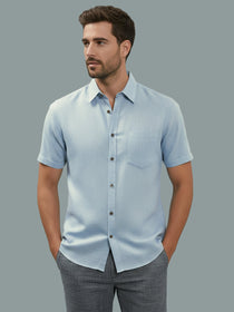 KISHRO Men Cotton Regular Fit Spread Collar Casual Shirt - Yellow