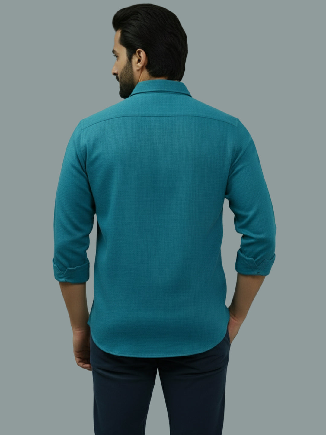 KISHRO Men Cotton Regular Fit Spread Collar Casual Shirt - Green