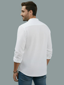 KISHRO Men Cotton Regular Fit Mandarin Collar Casual Shirt - Pink