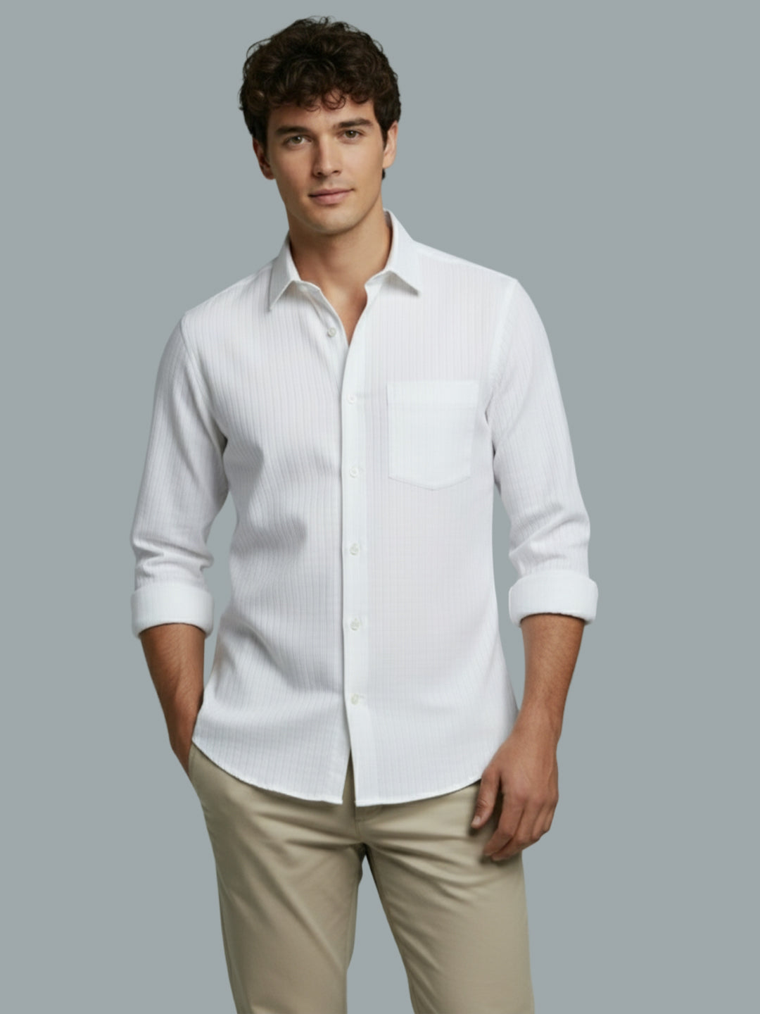 KISHRO Men Cotton Solid Regular Fit Spread Collar Casual Shirt - Black