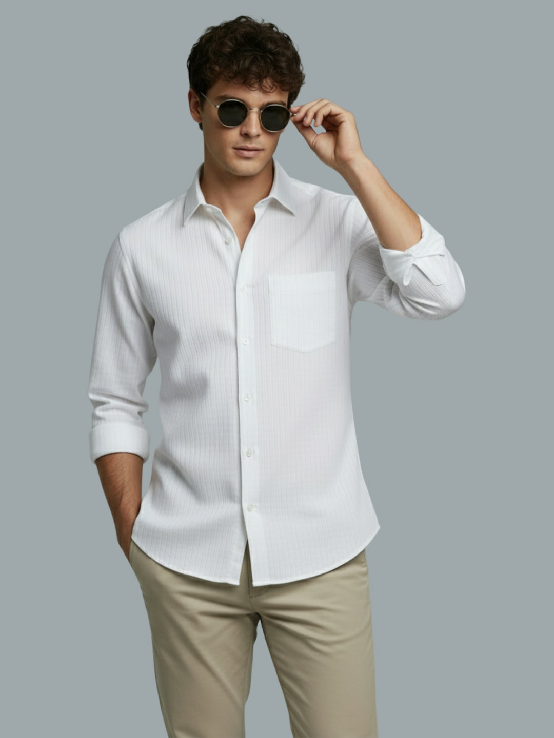 KISHRO Men Cotton Solid Regular Fit Spread Collar Casual Shirt - Black