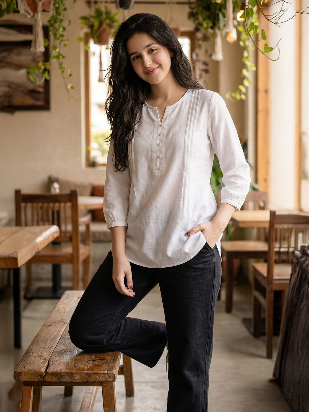 KISHRO Women Viscose Solid Regular Fit Top - Black
