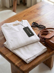 KISHRO Women Linen Solid Relaxed Fit Co-ord Set - White