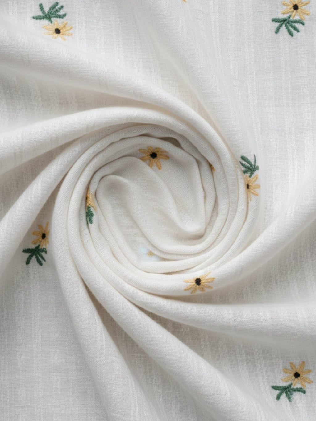 KISHRO Women Cotton Floral Printed Embroidered Shirt - White