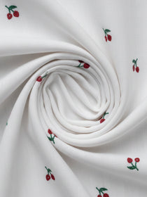 KISHRO Women Cotton Floral Printed Embroidered Shirt - White