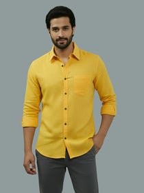 KISHRO Men Cotton Regular Fit Spread Collar Casual Shirt - Green