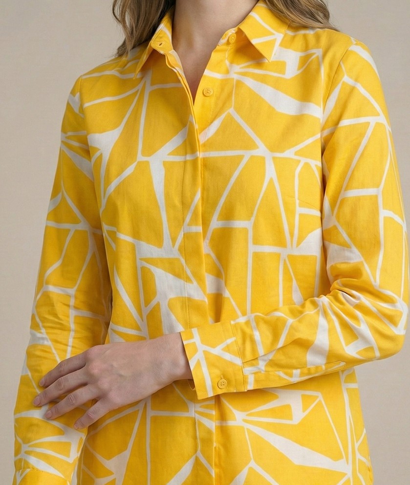 KISHRO Women Viscose Rayon Floral Printed Regular Fit Co-ord Set - Yellow